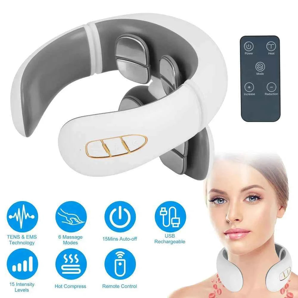Cordless 8 Heads Heating Neck EMS Massager