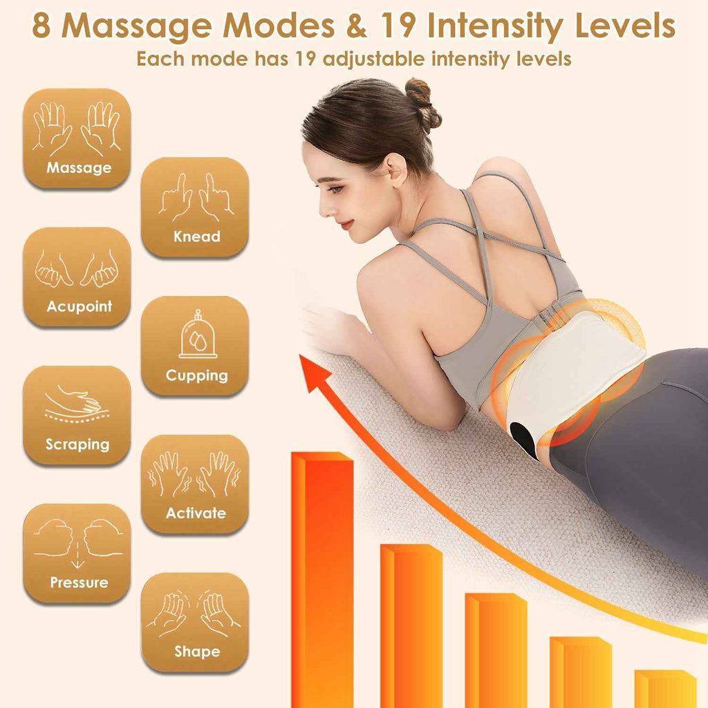 Cordless EMS Lower Back Massager with Heating Pads & Remote