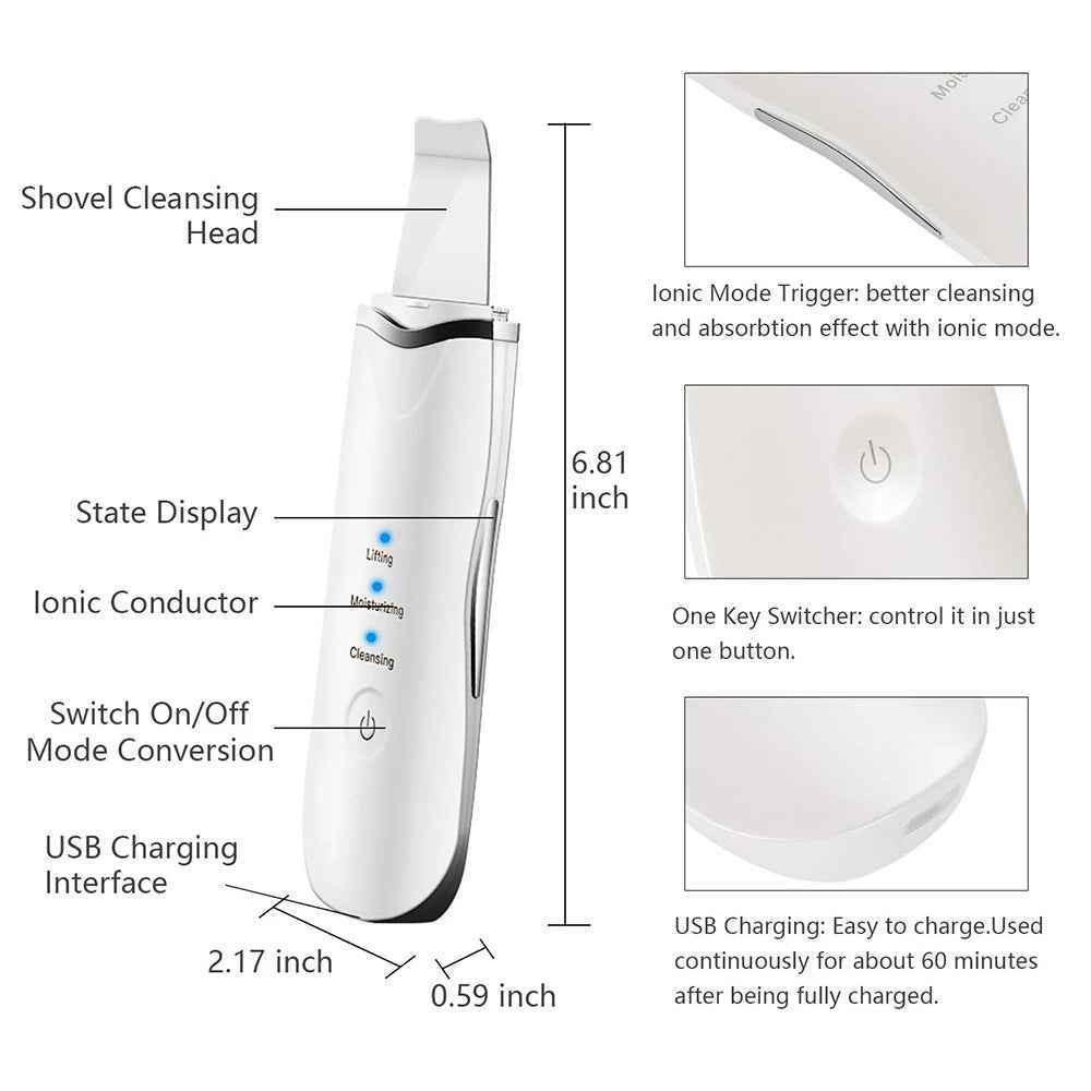 3 in 1 Deep Cleansing Ultrasonic Facial Spatula