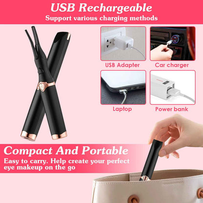 1Pc 2 In 1 Clip Comb Heated Eyelash Curler Electric Mini Lash Curler Natural Eye Lash Makeup Tool With 3 Temp Settings 15Mins Shutdown - SYVELYA LABS