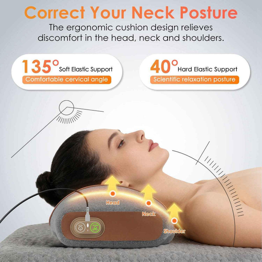 3 in 1 Vibrating and Heating Ergonomic Neck Massager Pillow