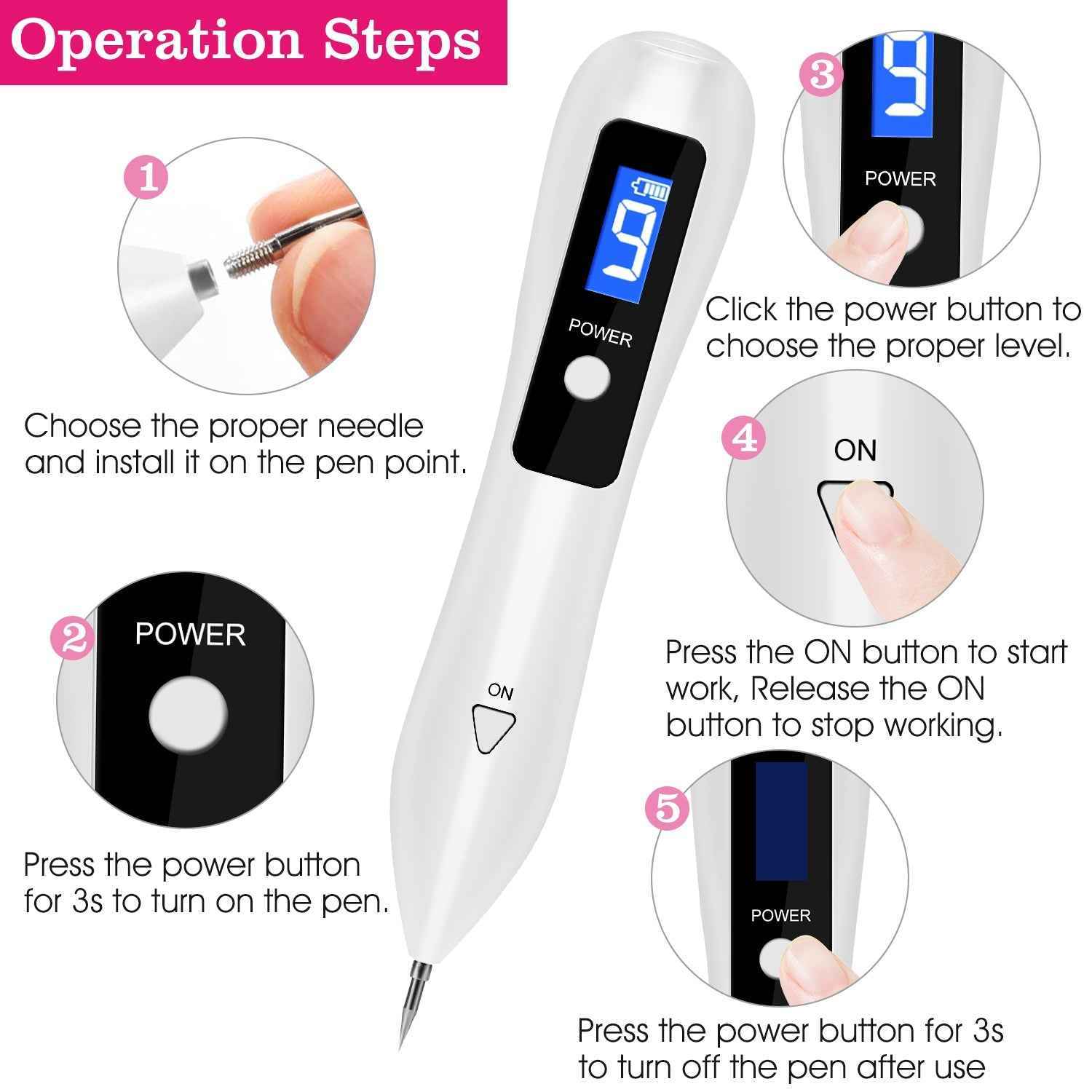 Rechargeable Acne Scar and Tag Remover Skin Repair Kit