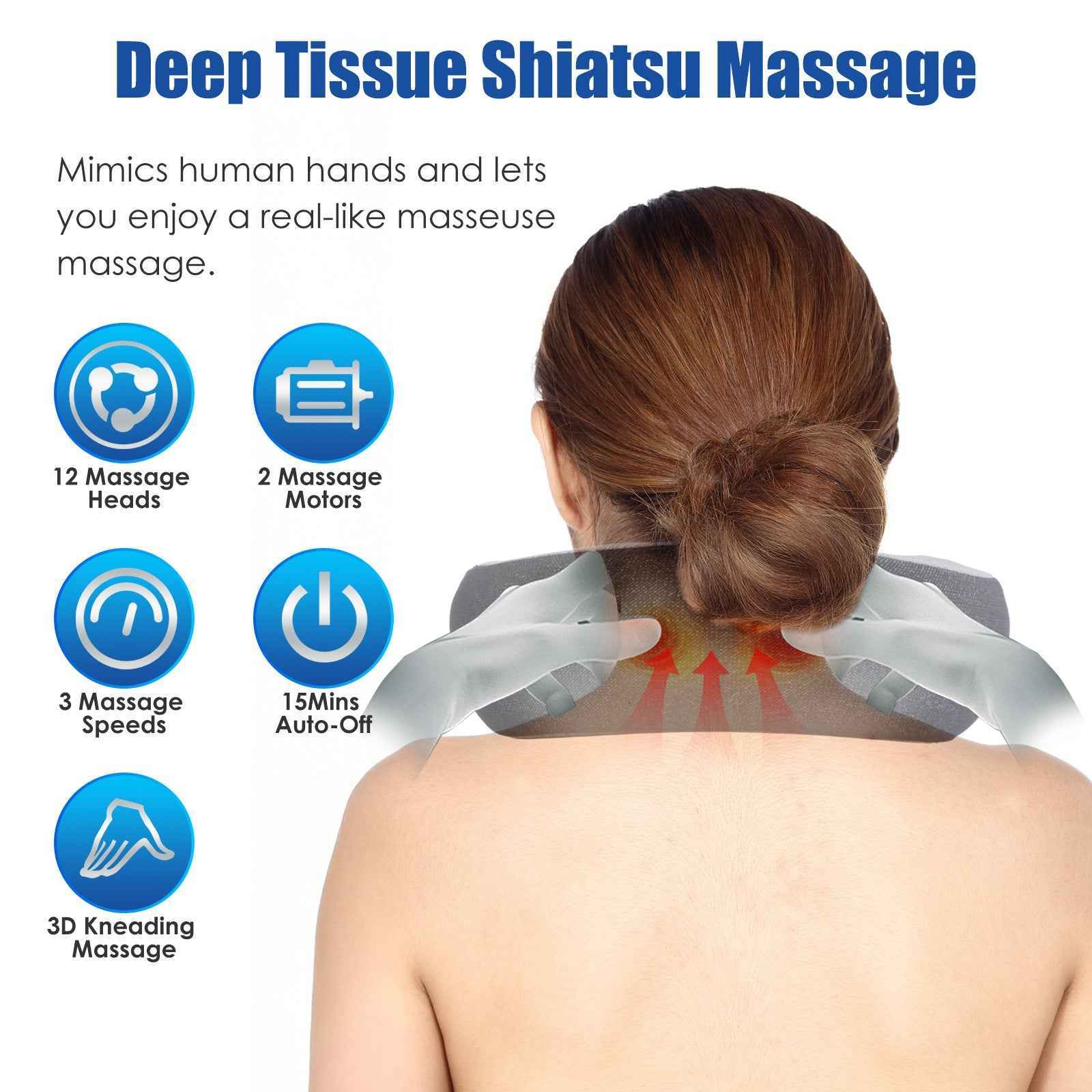 2 In 1 Electric Shiatsu Heating Neck Massager pillow