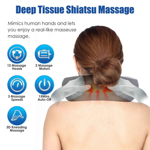 2 In 1 Electric Shiatsu Heating Neck Massager pillow