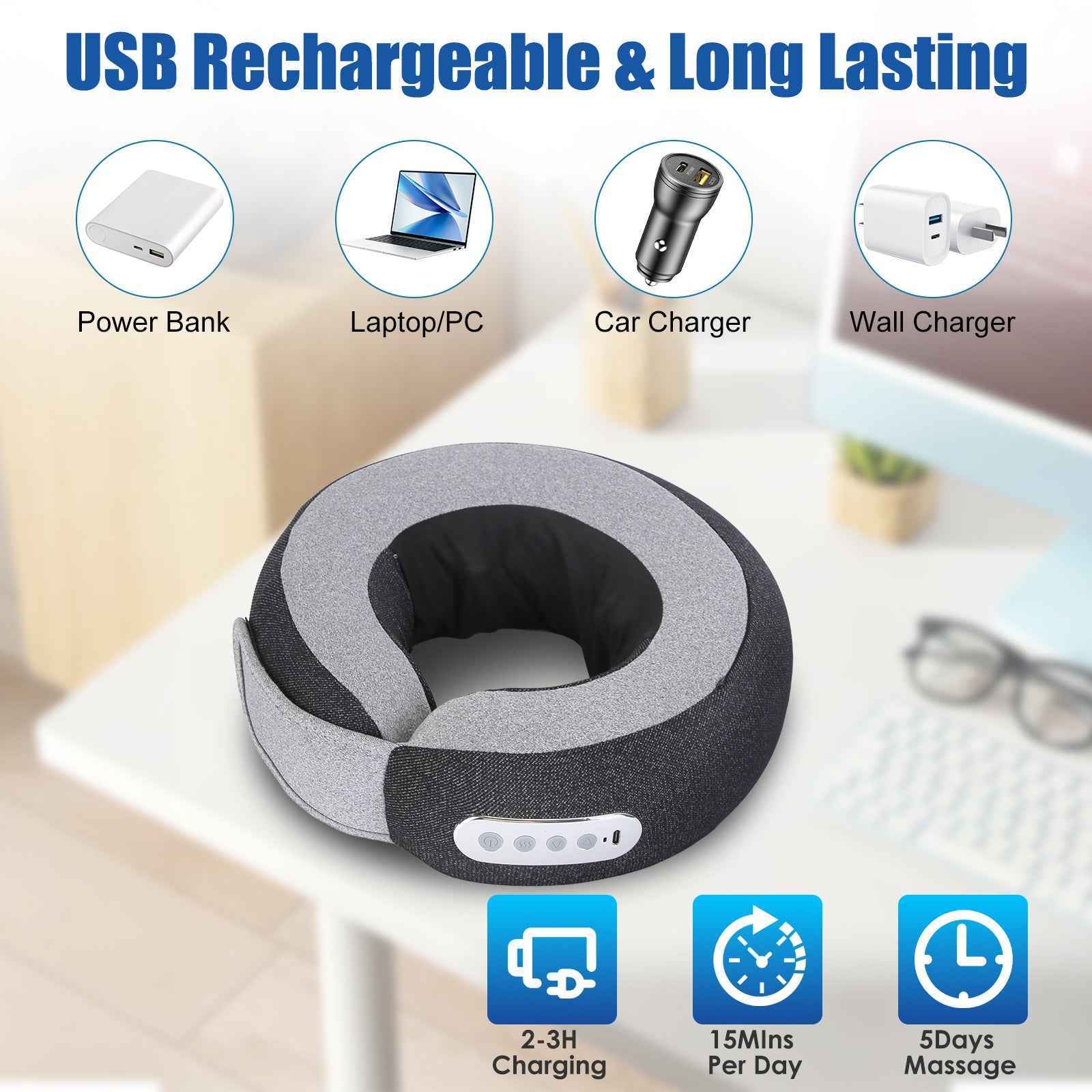 2 In 1 Electric Shiatsu Heating Neck Massager pillow