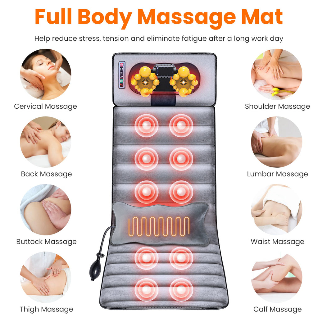 Full Body Electric Vibrating Heating Massage Mat with Neck Pillow