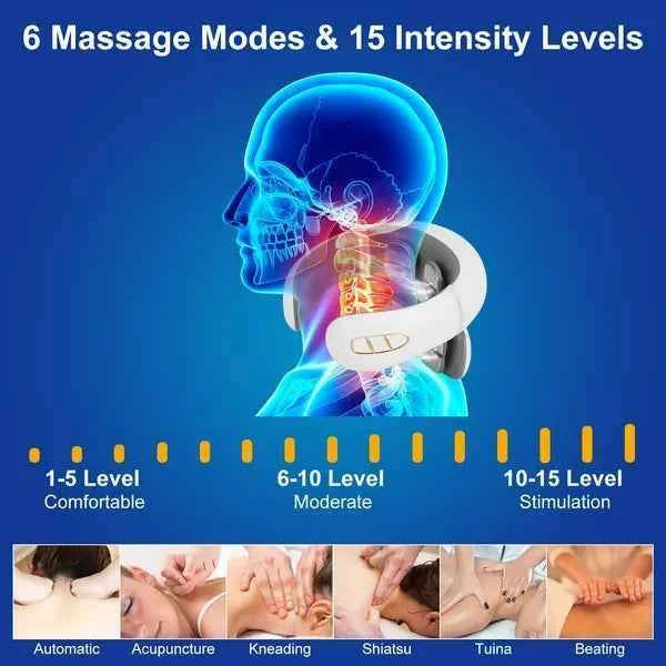 Cordless 8 Heads Heating Neck EMS Massager