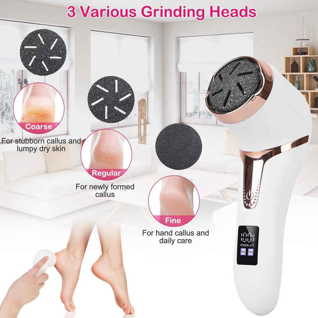 Rechargeable Electric Foot Callus Remover Foot File with Vacuum - 17 Pieces Kit