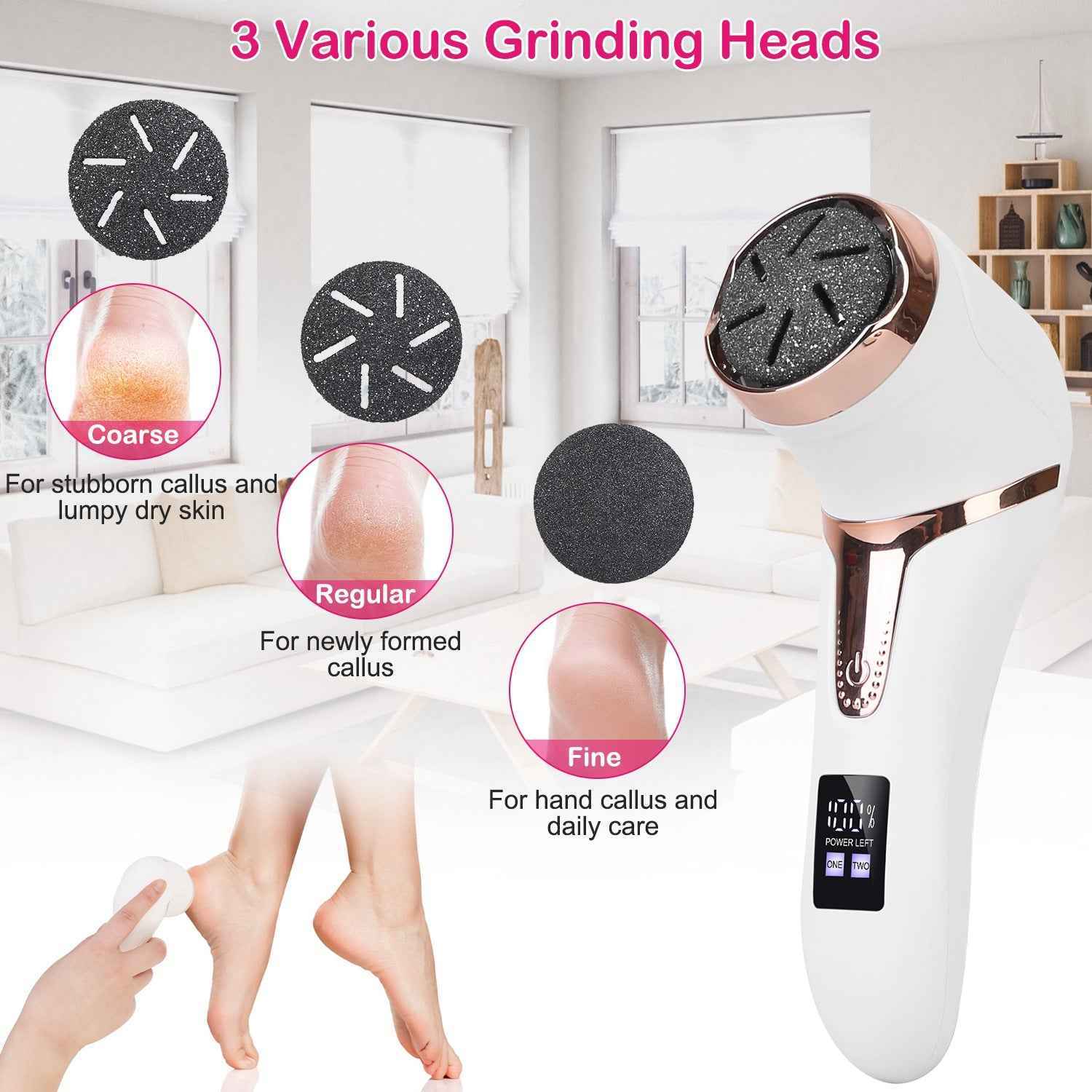 Rechargeable Electric Foot Callus Remover Foot File with Vacuum - 17 Pieces Kit
