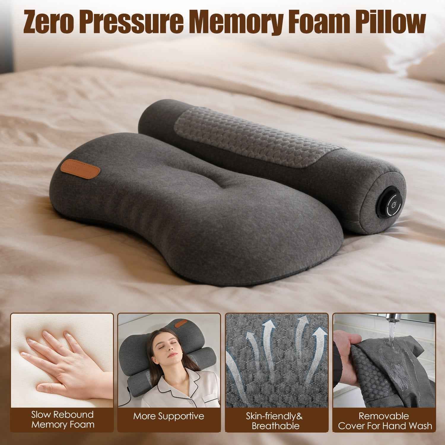 USB Heated Memory Foam Cervical Pillow