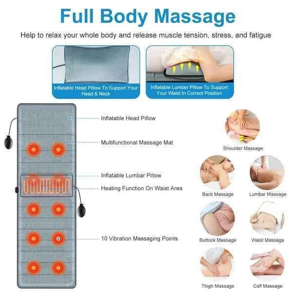 Full Body Electric Massage Mat with Heat and Vibrations