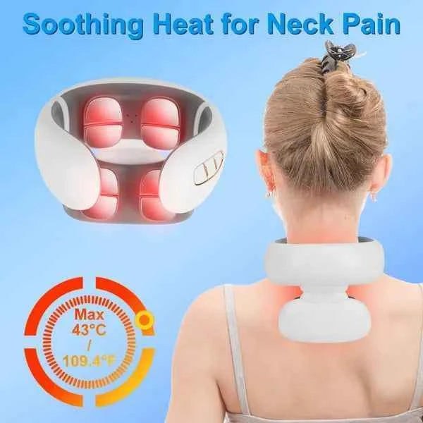 Cordless 8 Heads Heating Neck EMS Massager