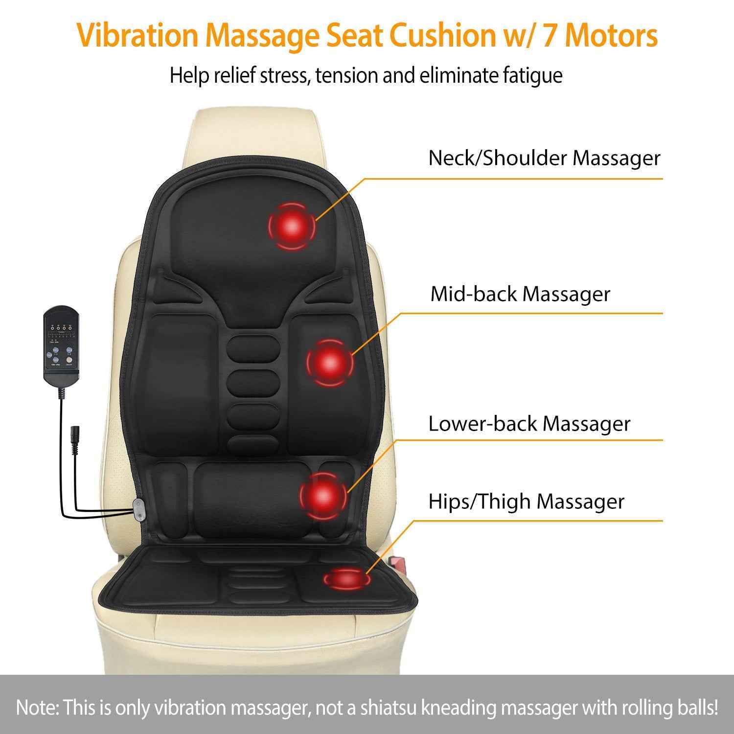 Electric Vibrating Heating Back Massager Cushion