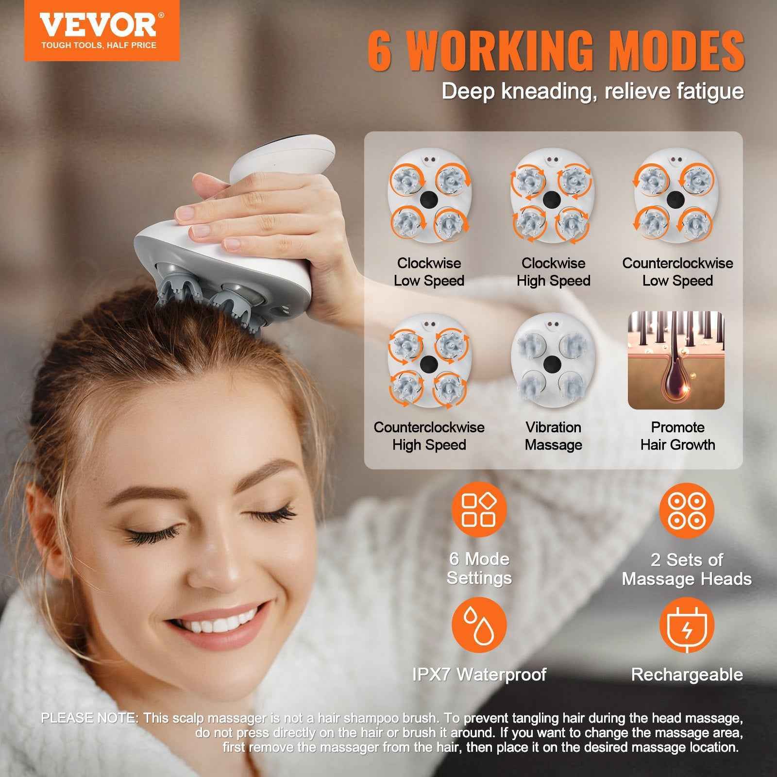 Electric Rechargeable Waterproof Portable Scalp Massager