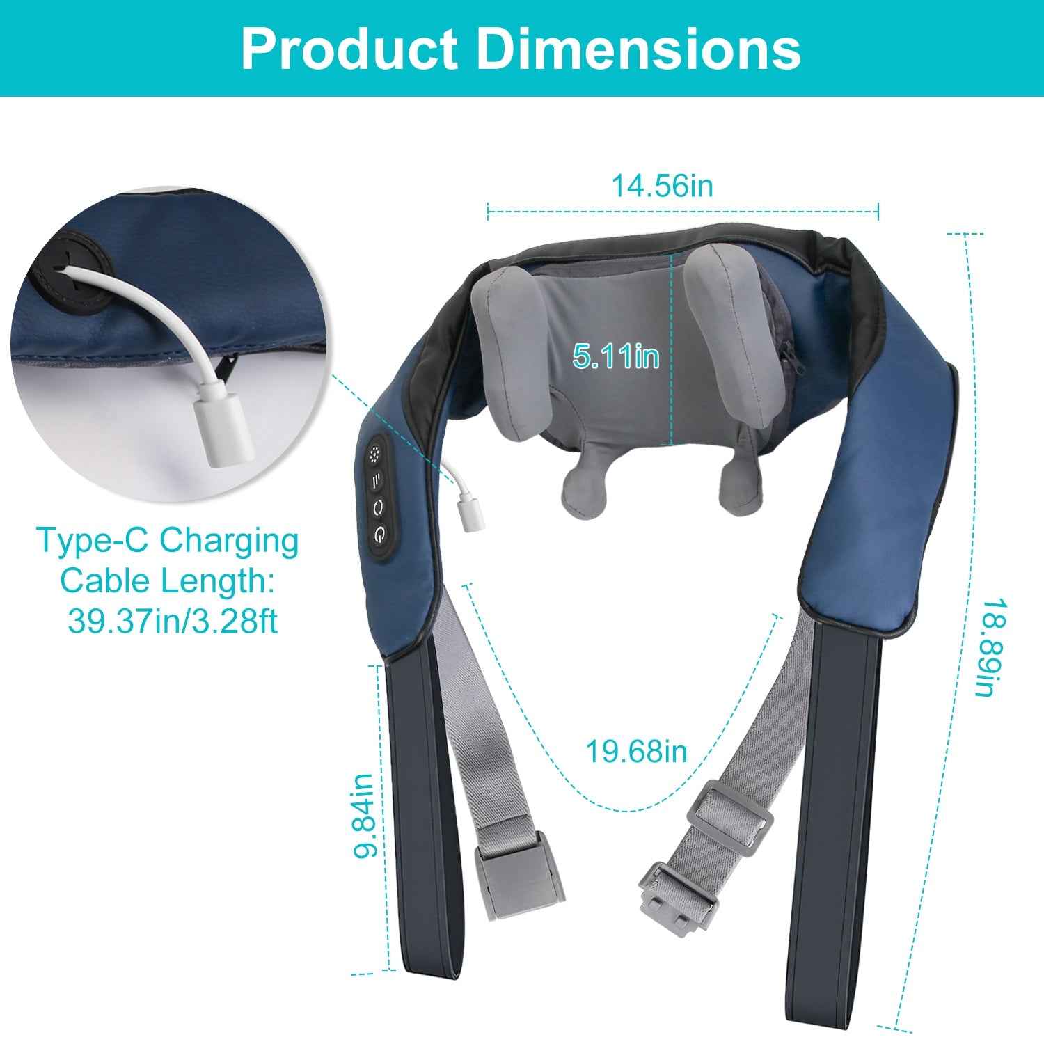 1Pc Electric Neck Shoulder Massager With Infrared Light Heating 3 Massage Modes Speeds Kneading Grasping Shiatsu Massage Pillow For Back Arms Thighs Release Pain - SYVELYA LABS