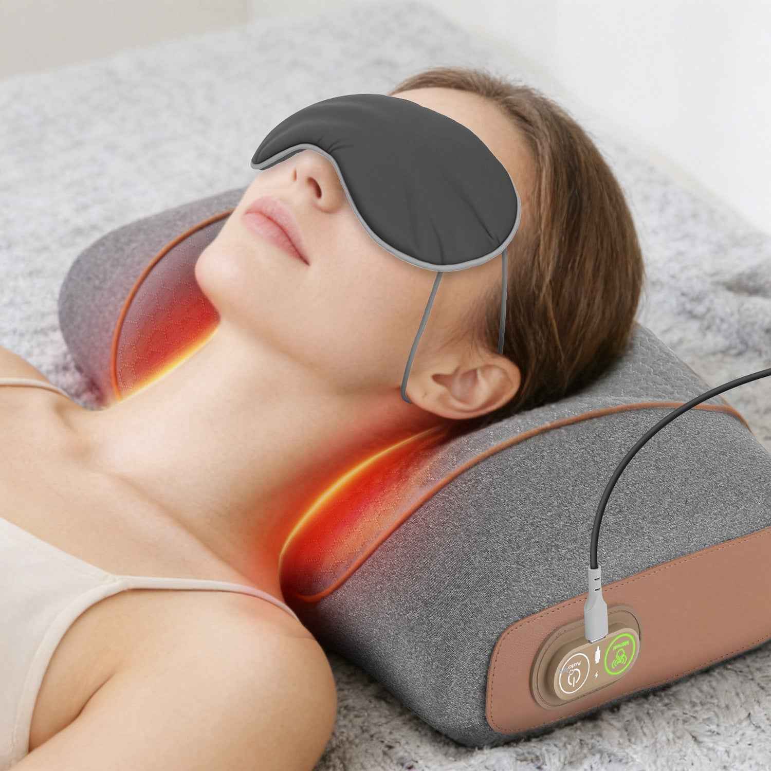 3 in 1 Vibrating and Heating Ergonomic Neck Massager Pillow