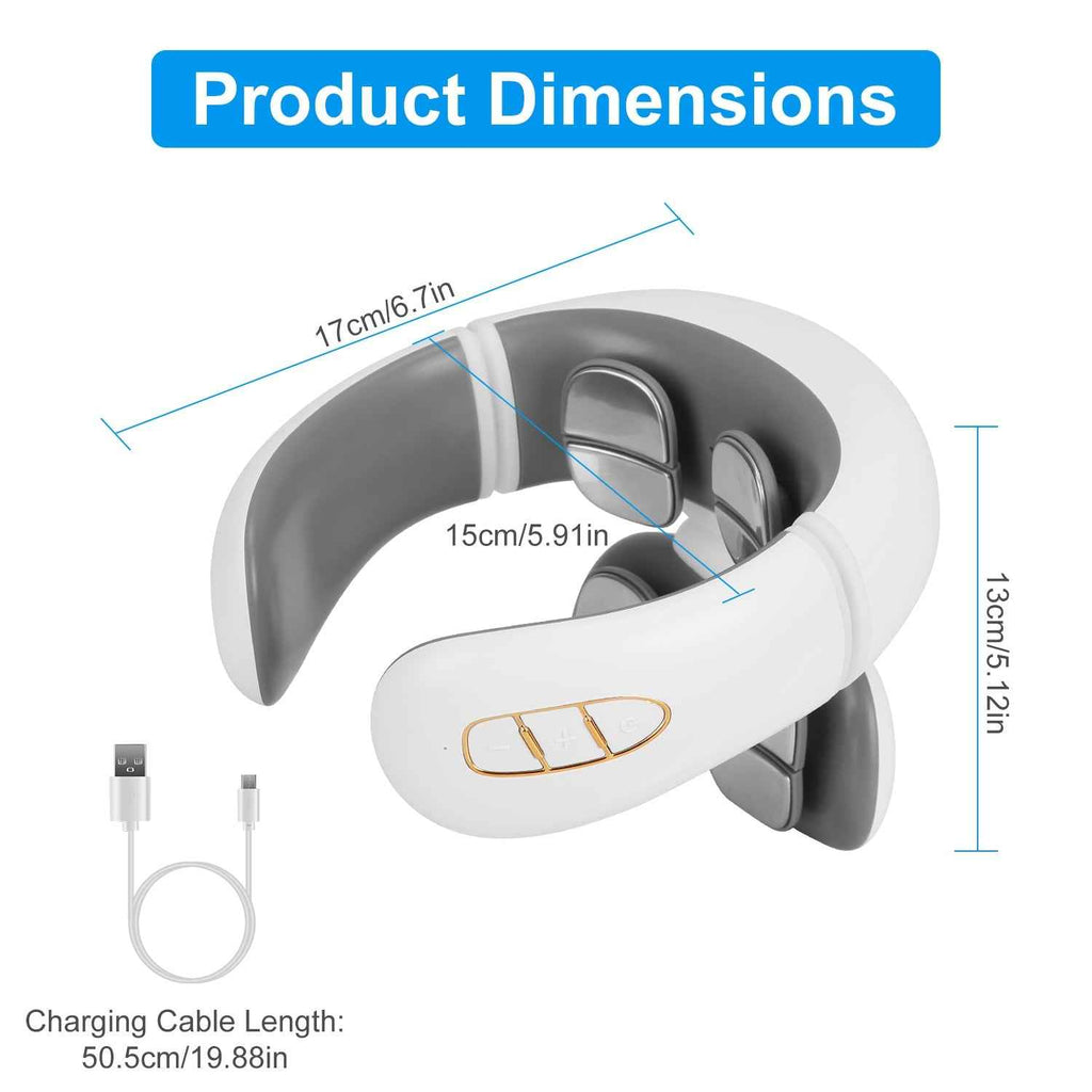 1 Set EMS Neck Massager With Heat Cordless Cervical Neck Massager EMS Neck Massager With 6 Modes 15 Intensity Levels Remote Control - SYVELYA LABS