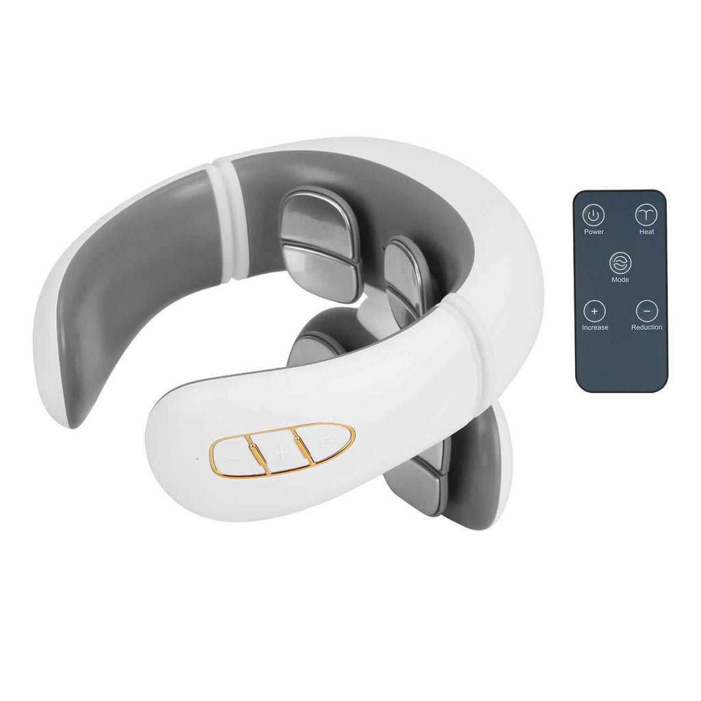 1 Set EMS Neck Massager With Heat Cordless Cervical Neck Massager EMS Neck Massager With 6 Modes 15 Intensity Levels Remote Control - SYVELYA LABS