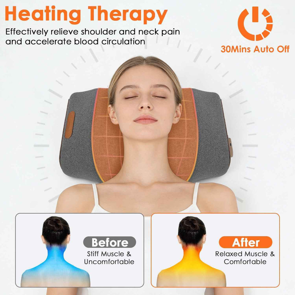 3 in 1 Vibrating and Heating Ergonomic Neck Massager Pillow