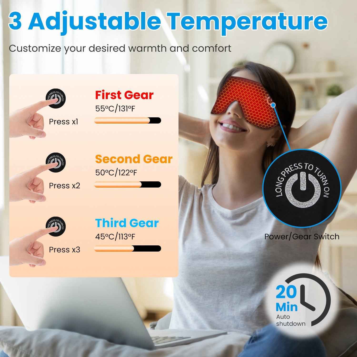 Cordless Rechargeable Silk Compress Heating Eye Mask