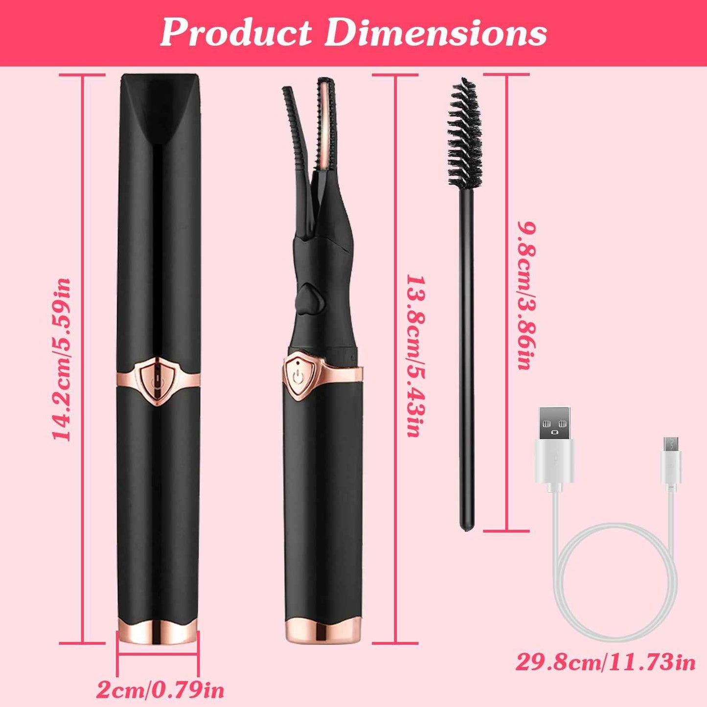 1Pc 2 In 1 Clip Comb Heated Eyelash Curler Electric Mini Lash Curler Natural Eye Lash Makeup Tool With 3 Temp Settings 15Mins Shutdown - SYVELYA LABS