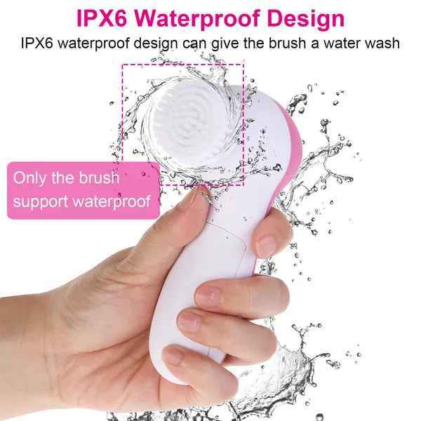 Electric Facial Deep Cleansing Brush with 5 Brush Heads