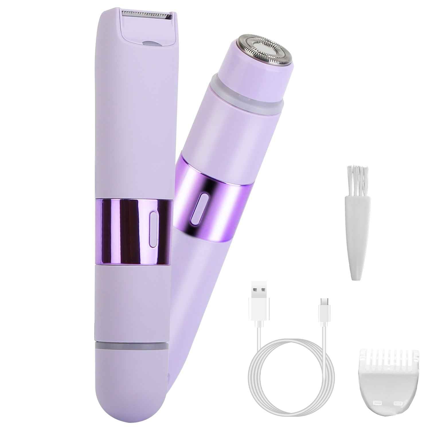 1Pc 2 In 1 Bikini Trimmer For Women Dual Head Cordless Body Shaver IPX5 Waterproof Rechargeable Pubic Hair Razor Wet And Dry Use For Bikini Underarm Leg Arm Body Face - SYVELYA LABS