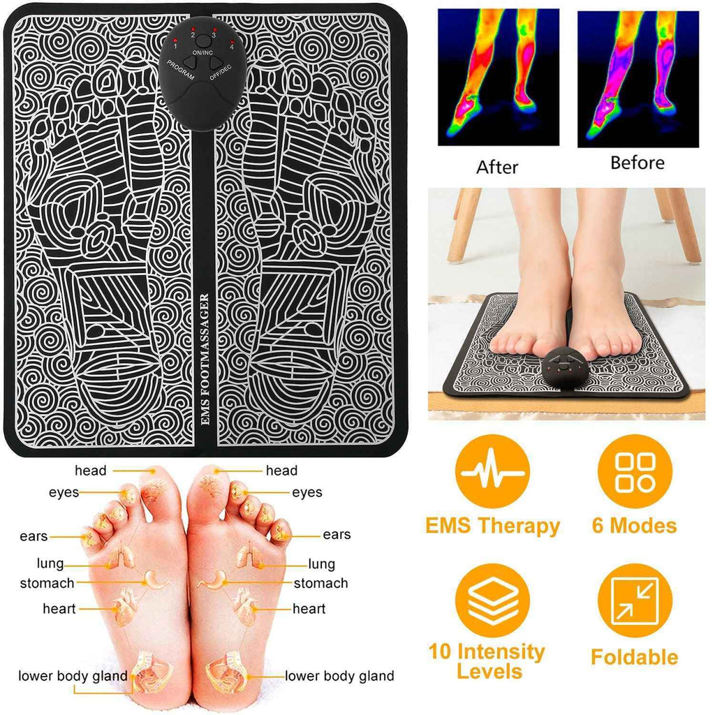 Rechargeable EMS Foot Massage Mat - Electric Pulse Relaxation Pad - SYVELYA LABS