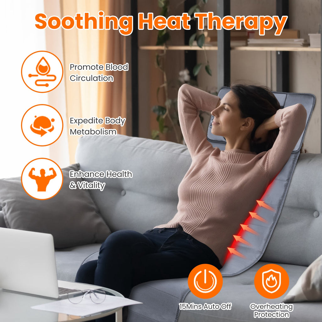 Full Body Electric Vibrating Heating Massage Mat with Neck Pillow