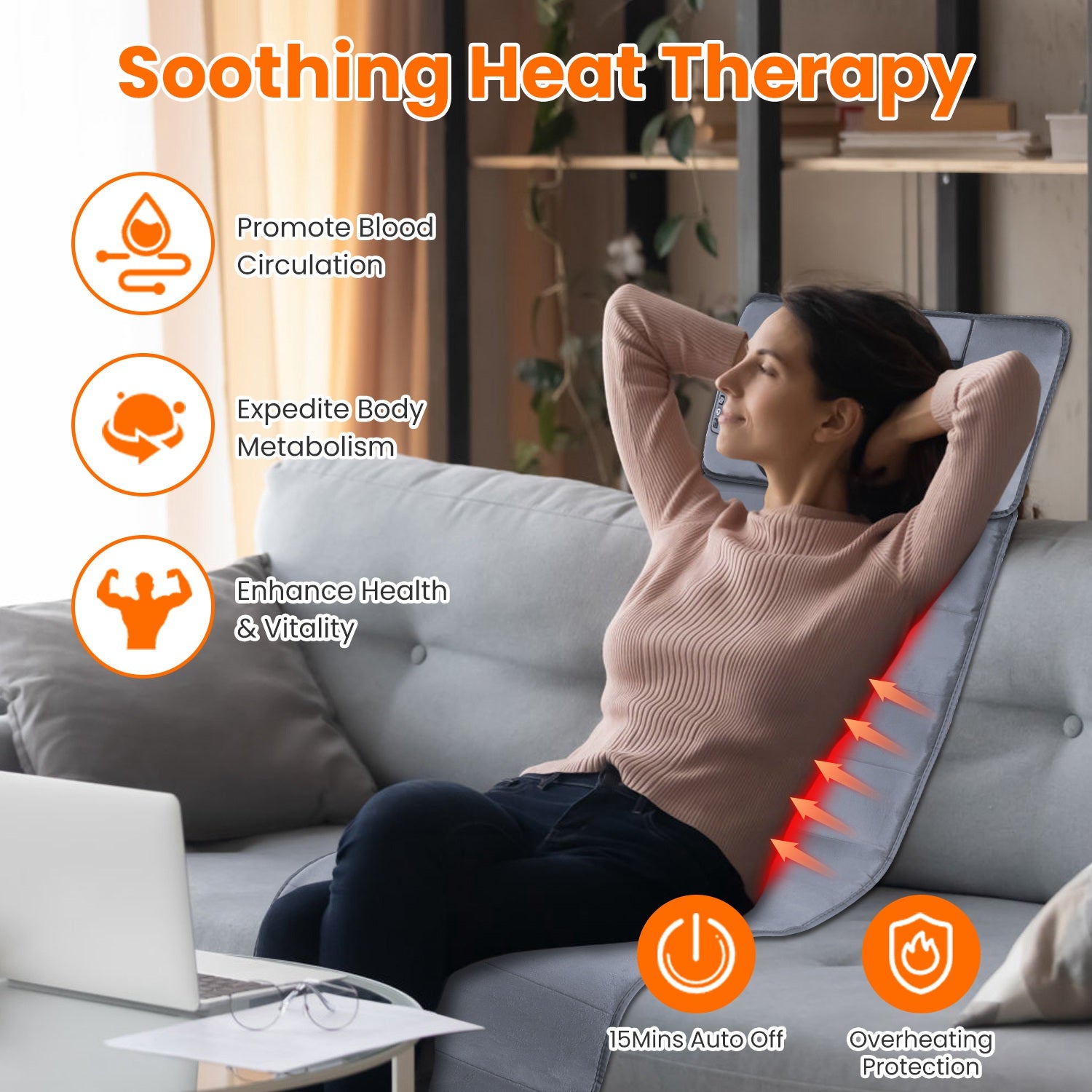 Full Body Electric Vibrating Heating Massage Mat with Neck Pillow