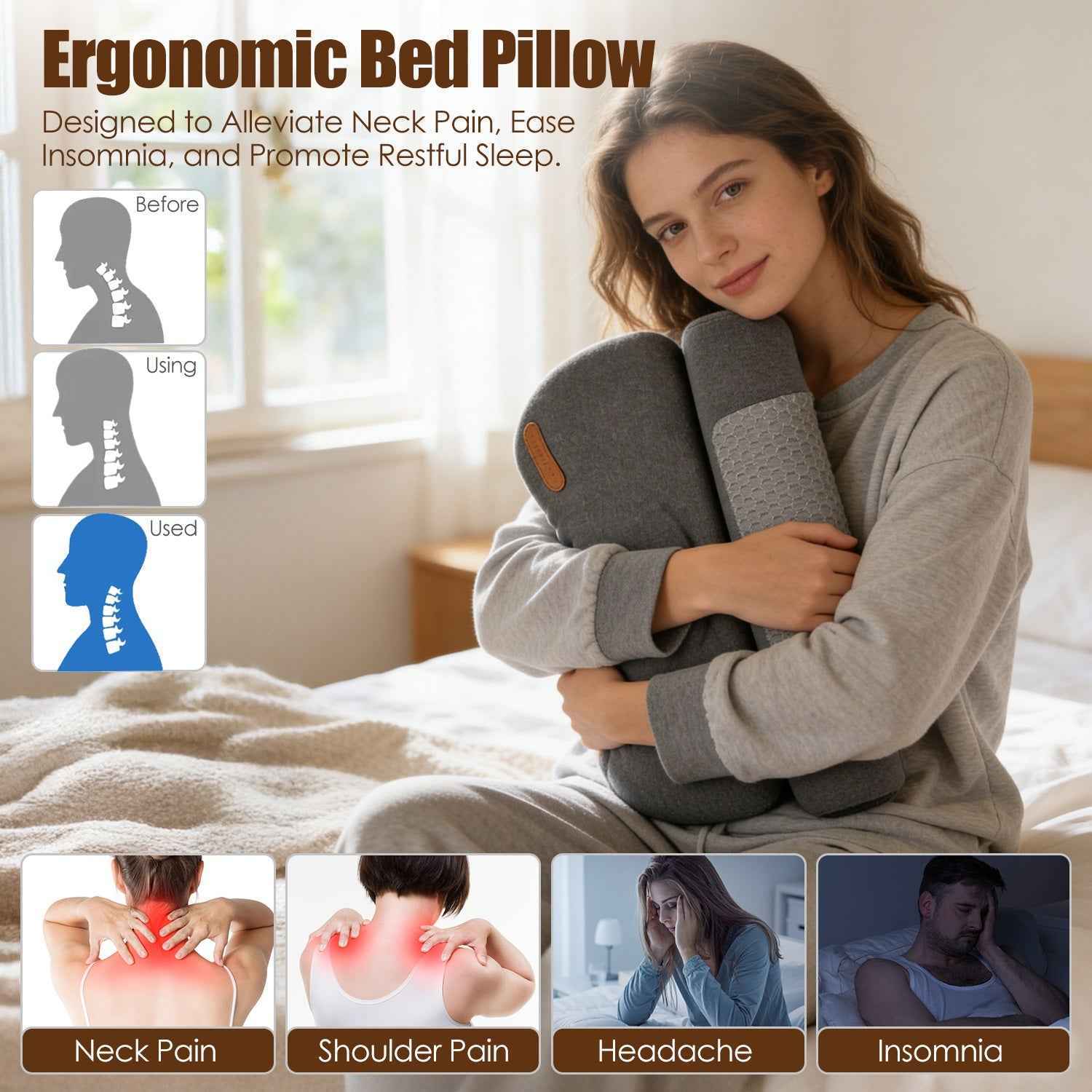 USB Heated Memory Foam Cervical Pillow