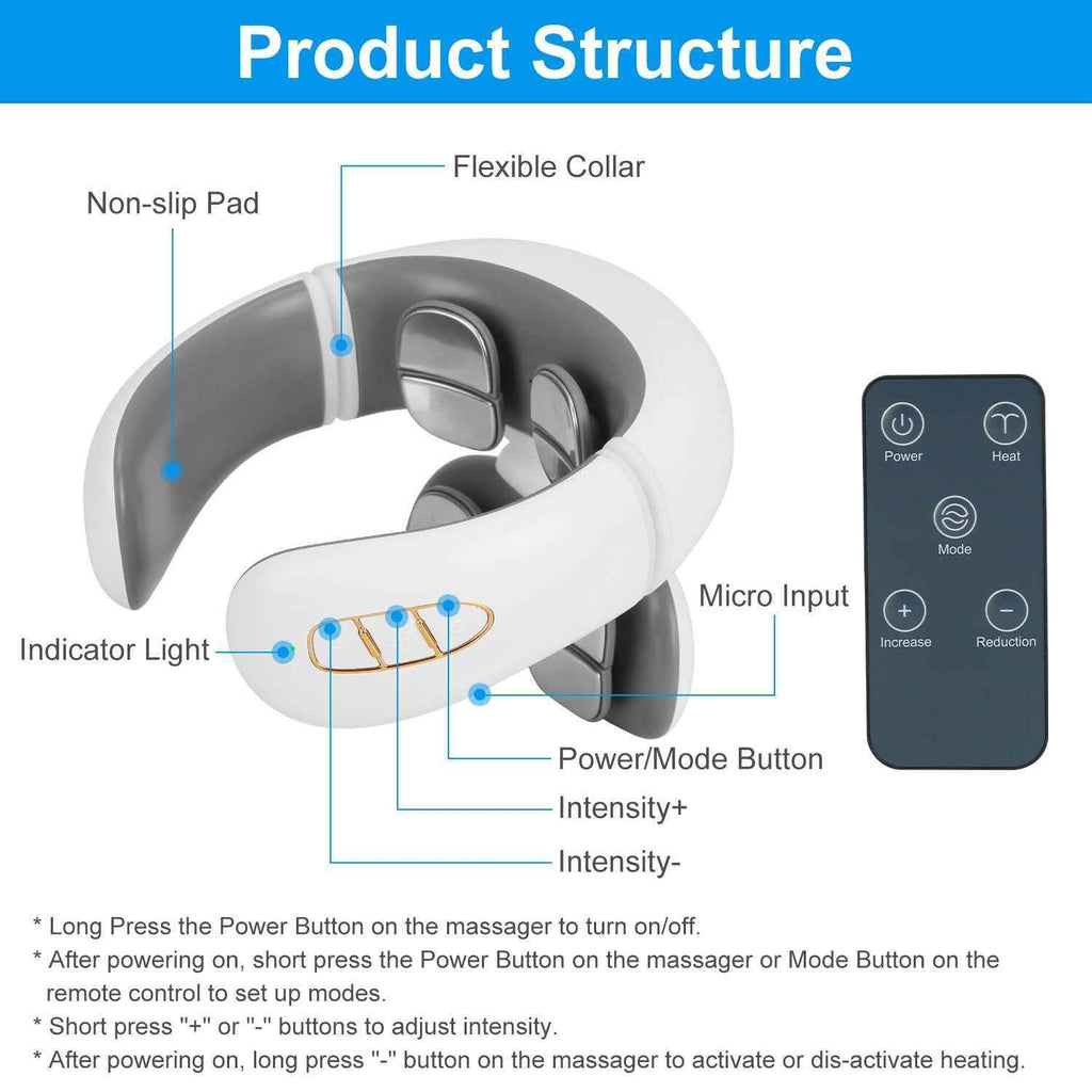 Cordless EMS Heating Cervical Neck Massager with Remote Control