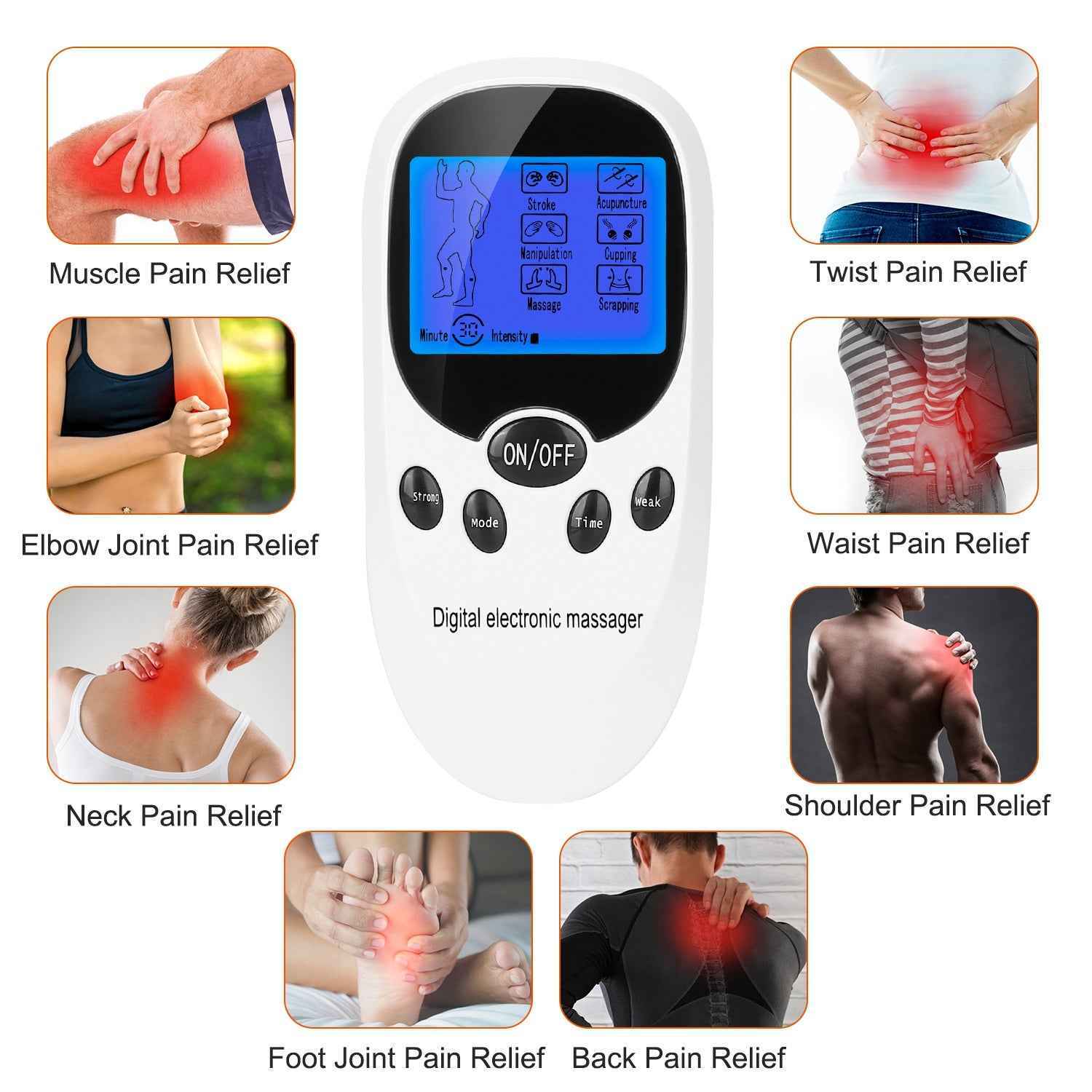 Electric Dual Channels Muscle Stimulator Pads - 8 Electrode Pads