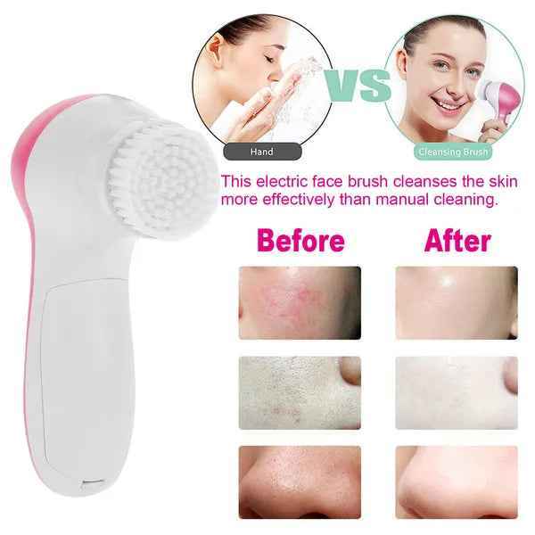 Electric Facial Deep Cleansing Brush with 5 Brush Heads