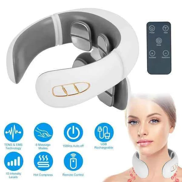 Cordless 8 Heads Heating Neck EMS Massager