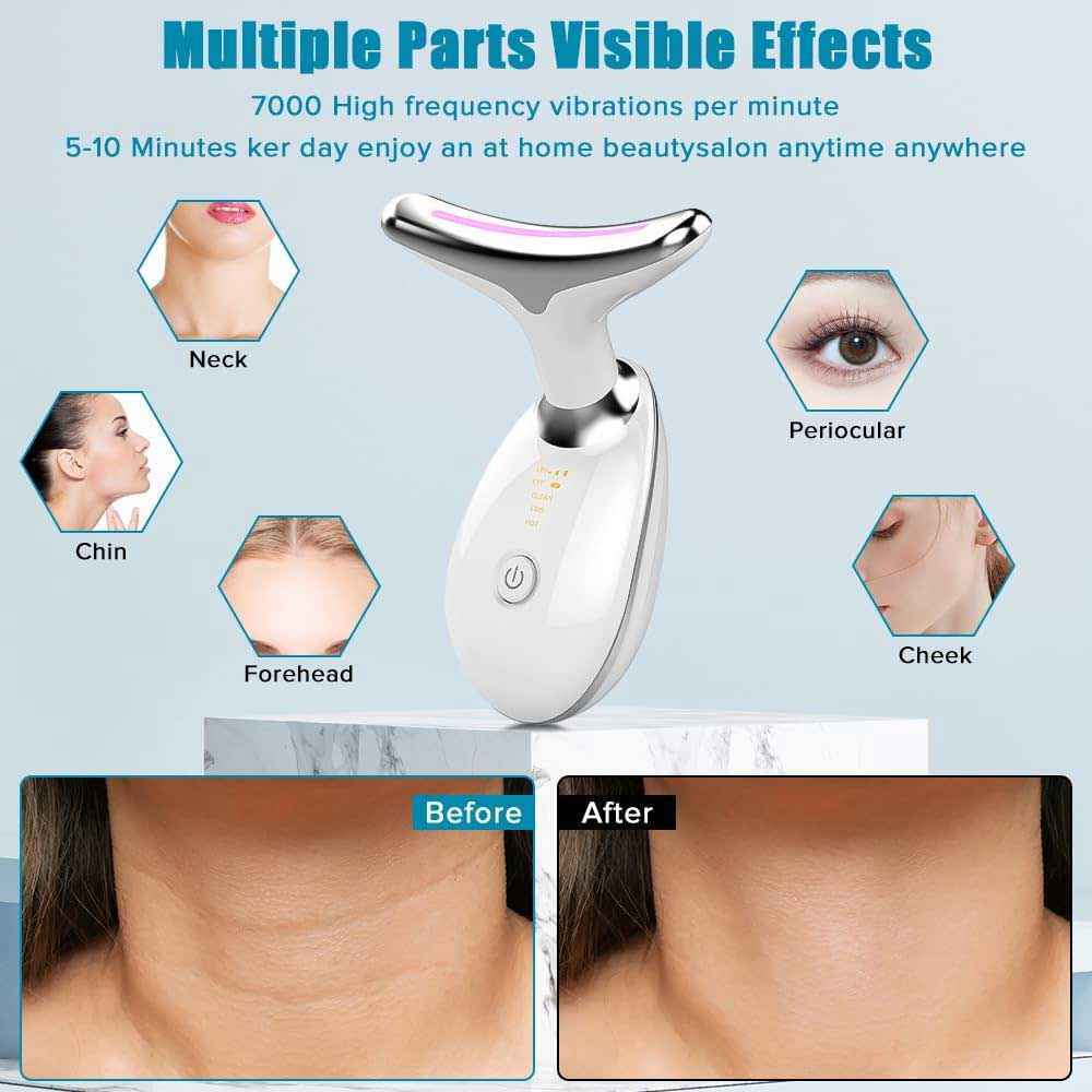 White Ultrasonic Face and Neck Sculpting Massager