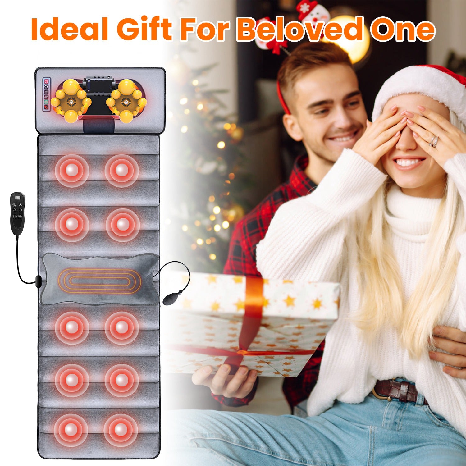 Full Body Electric Vibrating Heating Massage Mat with Neck Pillow