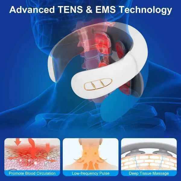 Cordless 8 Heads Heating Neck EMS Massager