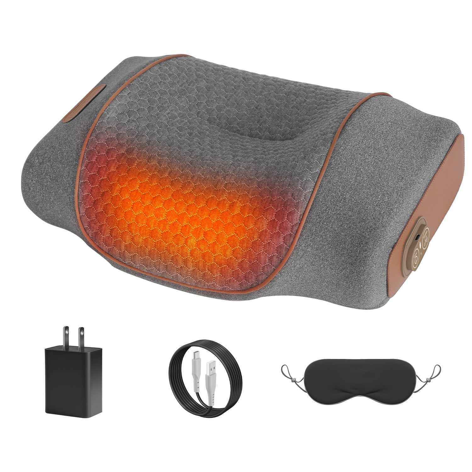 3 in 1 Vibrating and Heating Ergonomic Neck Massager Pillow