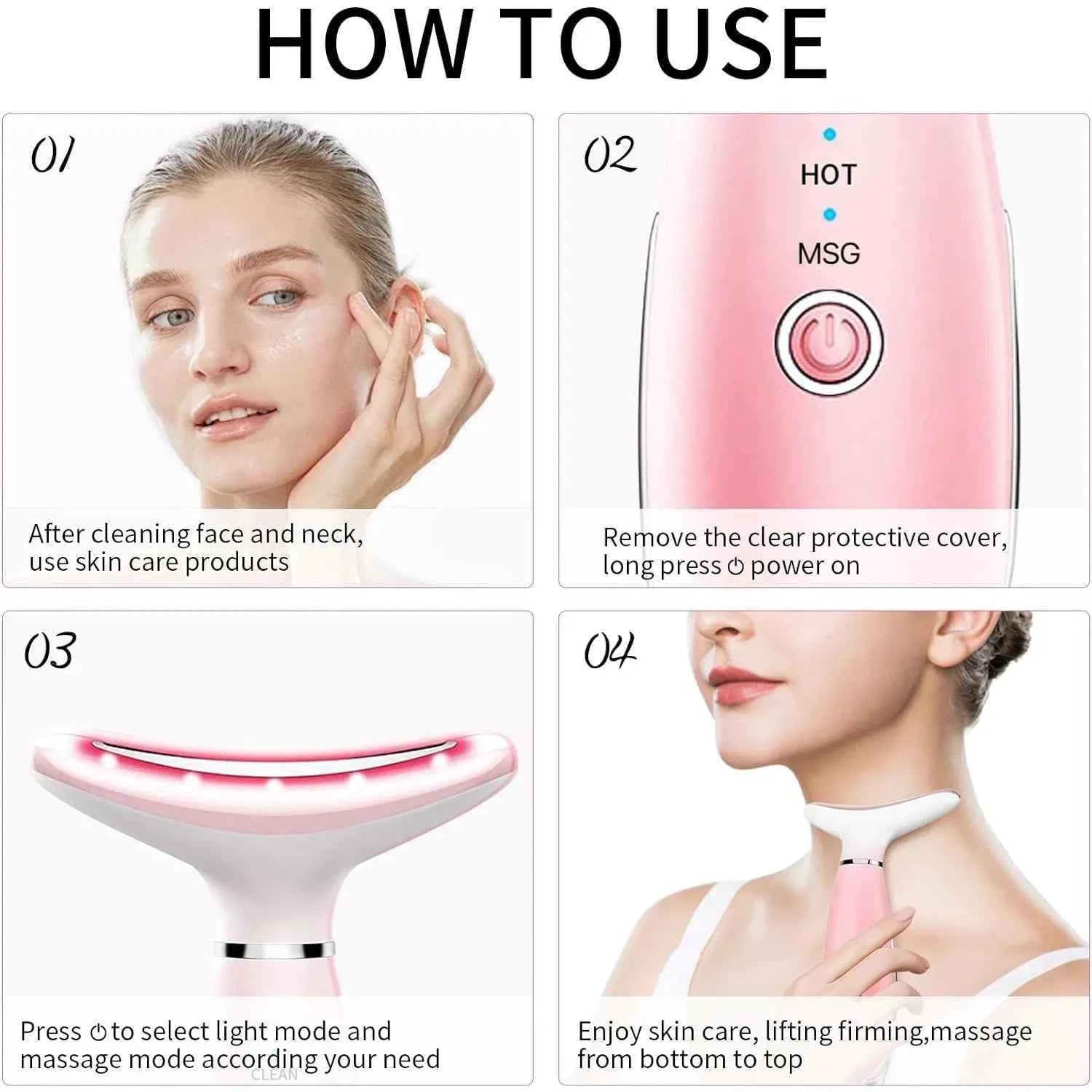 3 in 1 Neck and Face Ultrasonic Anti Wrinkles Massager