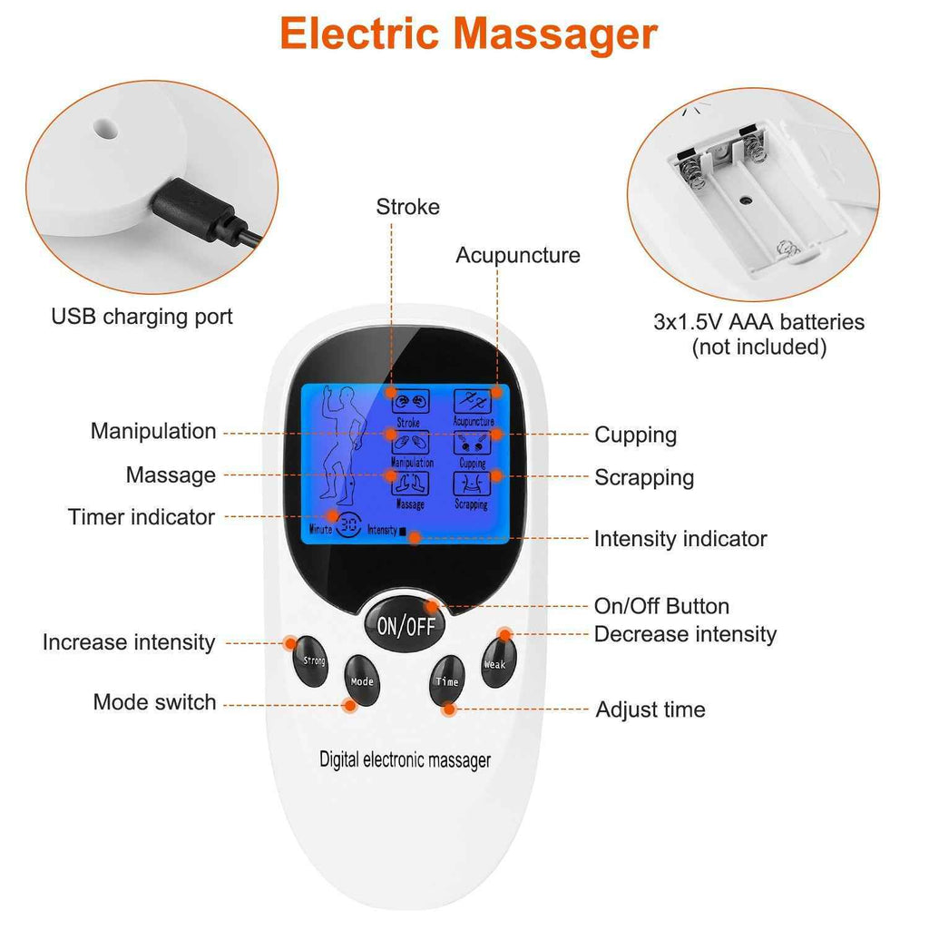 Electric Dual Channels Muscle Stimulator Pads - 8 Electrode Pads