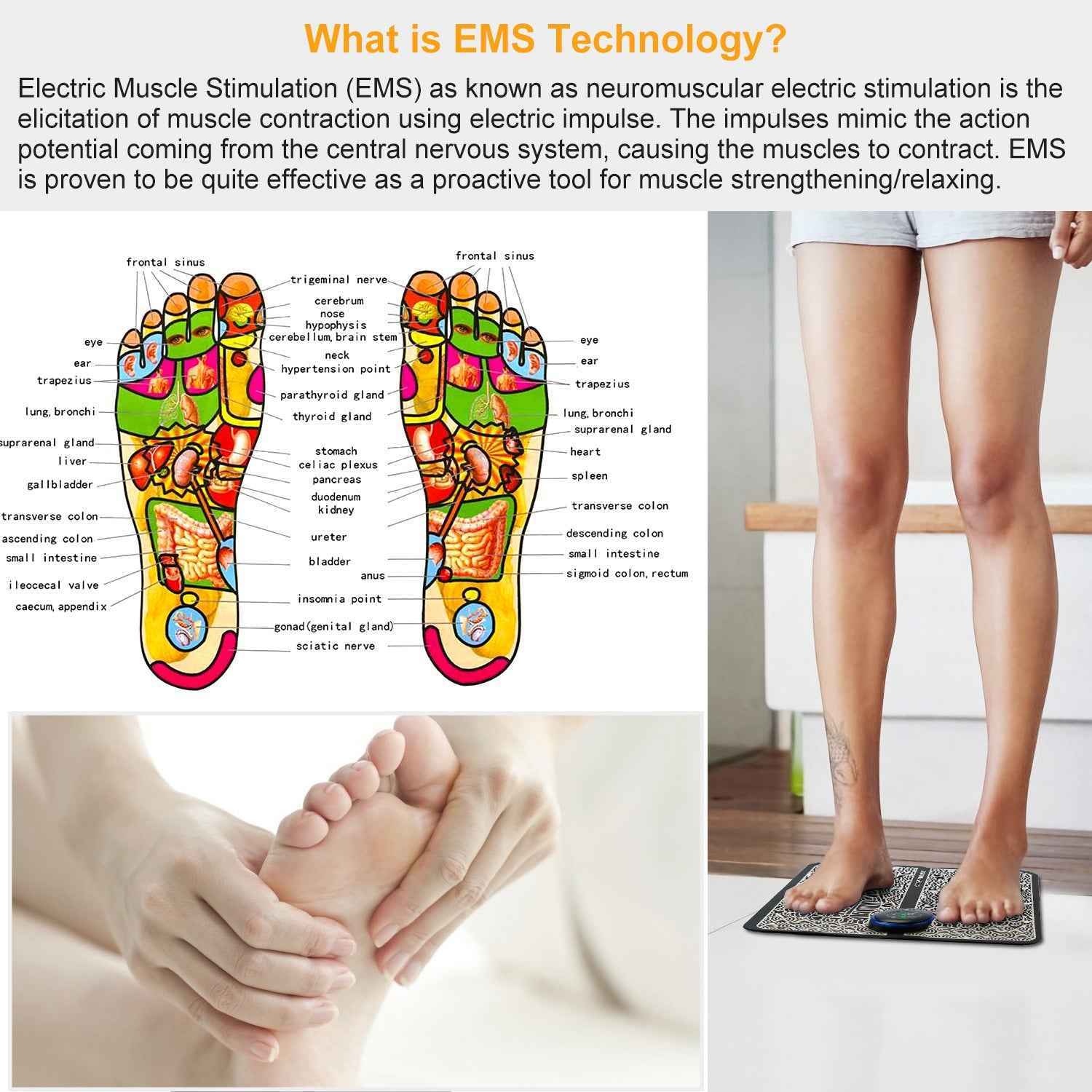 Rechargeable Electric EMS Stimulation Foot Massage Pad