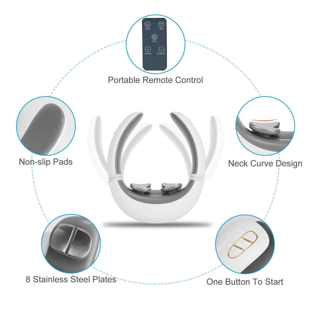 Cordless EMS Heating Cervical Neck Massager with Remote Control