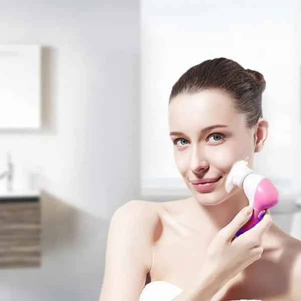 Electric Facial Deep Cleansing Brush with 5 Brush Heads