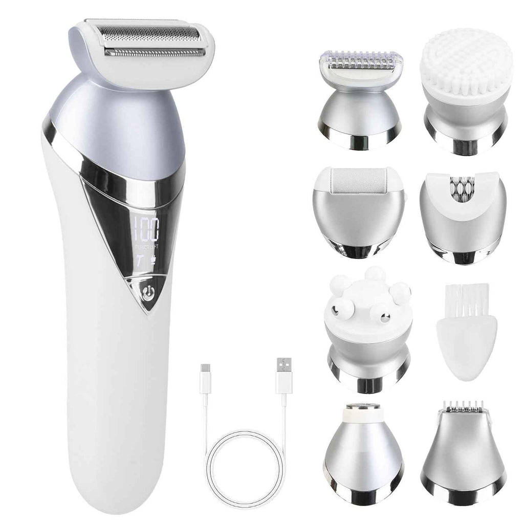 7 In 1 Electric Razor For Women Lady Hair Removal Epilators For Leg Face Arm Bikini Armpit Public Hairs IPX6 Wet And Dry Use Cordless Rechargeable Whole Body Trimmer And Shaver Kit - SYVELYA LABS