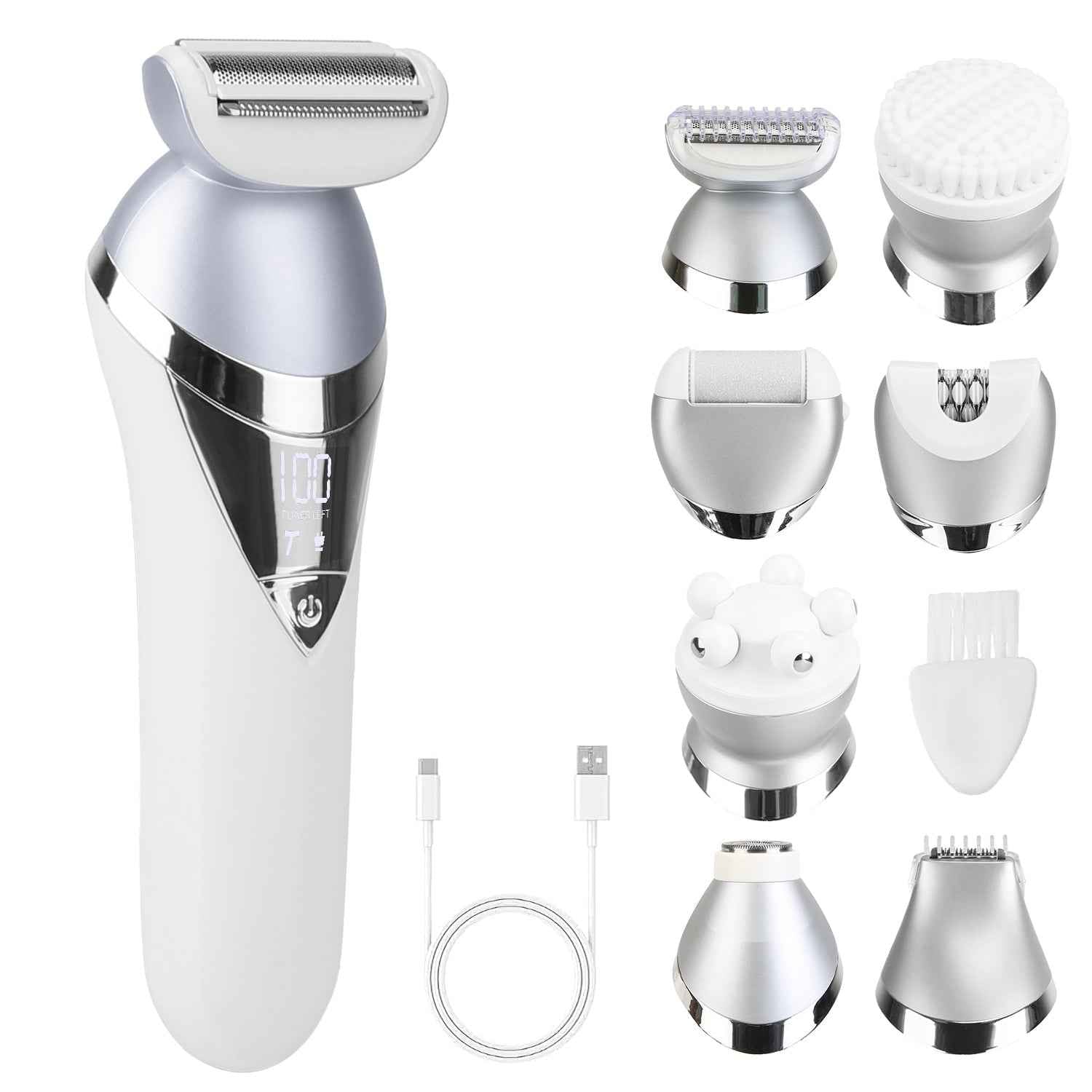 7 In 1 Electric Razor For Women Lady Hair Removal Epilators For Leg Face Arm Bikini Armpit Public Hairs IPX6 Wet And Dry Use Cordless Rechargeable Whole Body Trimmer And Shaver Kit - SYVELYA LABS