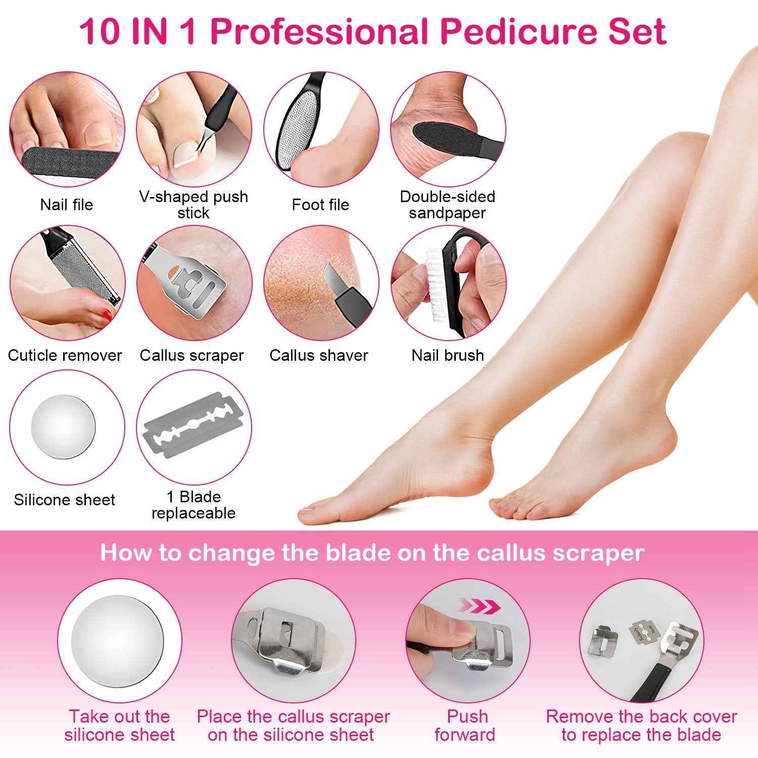 Rechargeable Electric Foot Callus Remover Foot File with Vacuum - 17 Pieces Kit