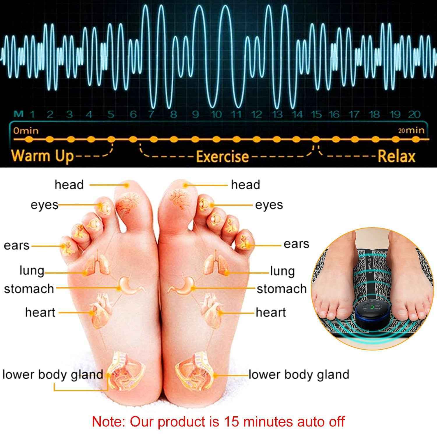Rechargeable Electric EMS Stimulation Foot Massage Pad