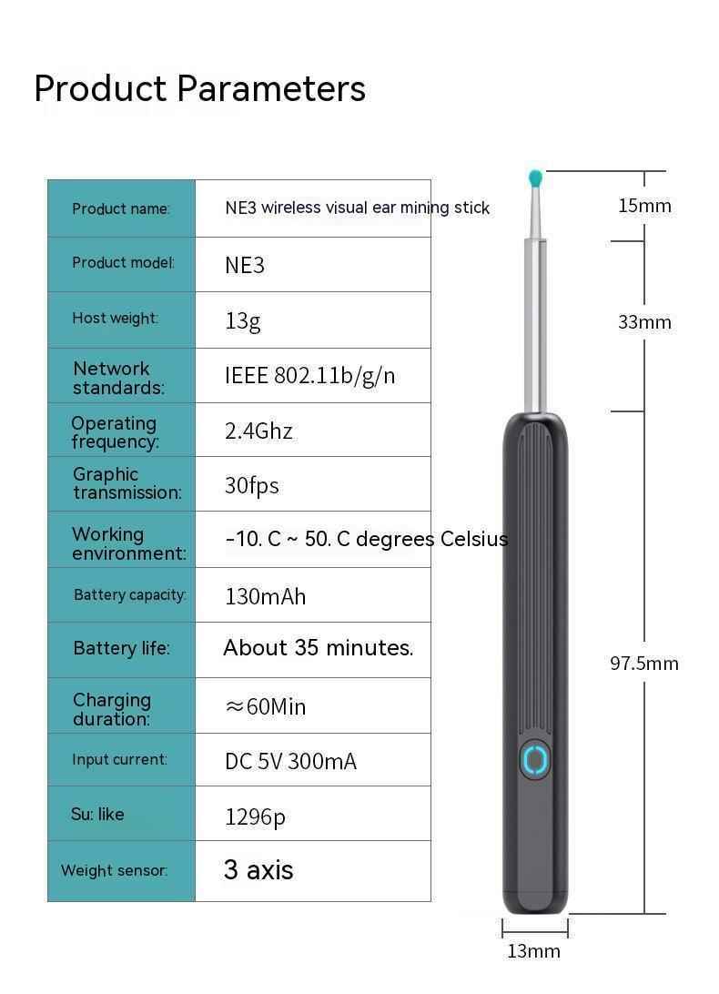 Wireless Smart HD Ear Pick with Luminous Endoscope