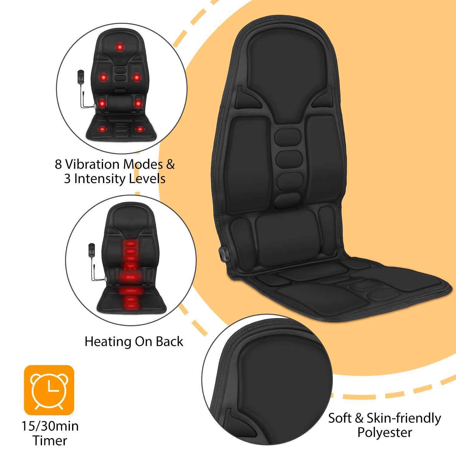 Electric Vibrating Heating Back Massager Cushion